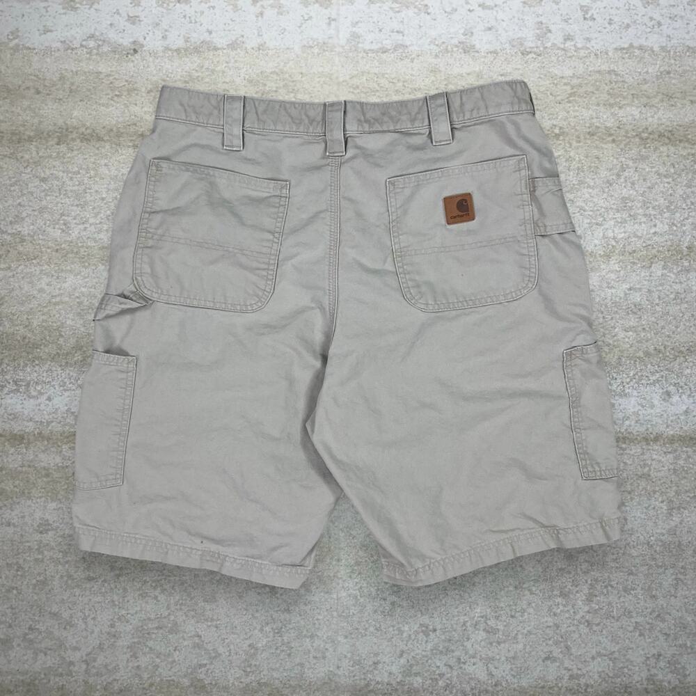 Vintage 90s Carhartt Carpenter Shorts 36x11 Relaxed Light Tan Cotton Dungarees
